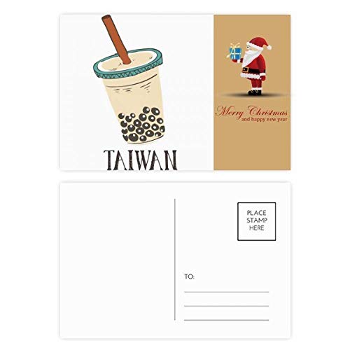 Thé au lait de perle de Taïwan et Père Noël en cartes postales pour décorer vos bureaux créatifs Lot de 20