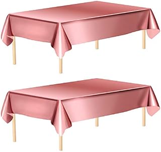 Aneco 2 Pack Rose Gold Foil Tablecloth Table Cover 40 x 108 Inch