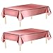 Aneco 2 Pack Rose Gold Foil Tablecloth Table Cover 40 x 108 Inch Shiny Plastic Tablecloth Table Cloth Party Tablecovers for Rose Gold Party Table Decoration