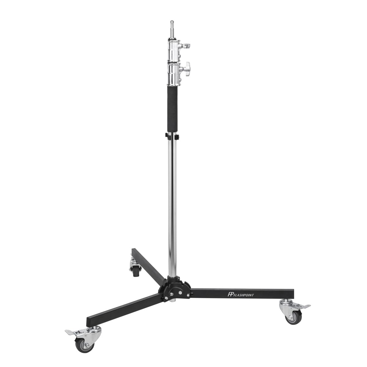 Flashpoint Folding Wheeled Base Stand (Black/Chrome-Plated, 9')