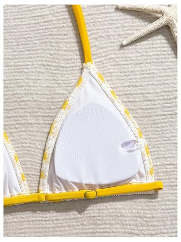 Image of RoseSeek Girl's Tie Dye Smocked 2 Piece Swimwear Sets Backless Halter Bikini Cute Brief Bathing Suit