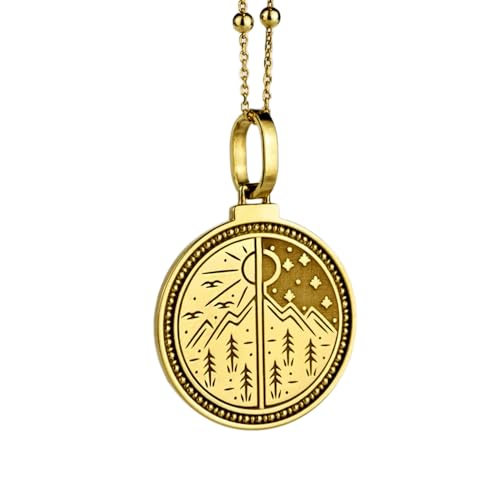 Pendentif North Maroon Mountain en argent 925 gravé LKBEADS avec chaîne de 45 cm