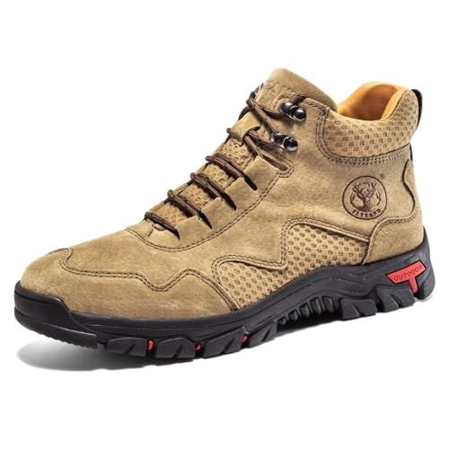 Image of FLYLAND Men's Chukka Boots Casual Leather Shoes Ankle Shoes Non Slip Breathable Comfortable Mid Top for Outdoor Driving Walking