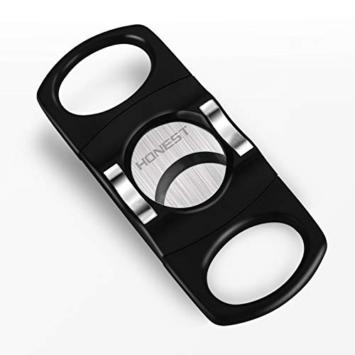 PROMISE Guillotine Stainless Steel Double Blade 20mm Diameter Cigar Cutter (Black)
