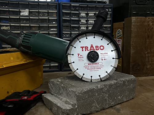 Trabo 7 Inch Masonry Segmented Rim Diamond Bond Blade For Cutting Cement, Pavers, Concrete With Rebar, Natural Stone And More, With 7/8" Arbor With 5/8" Reducer Ring #TOP2