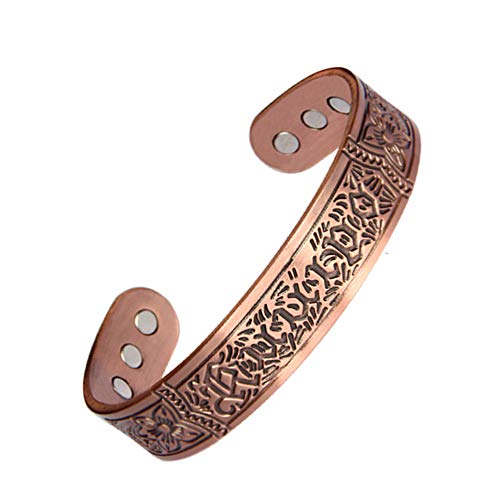 Besula Red Copper Magnetic Celtic Heavyweight Cuff Bracelet for Men Women 6 Strong