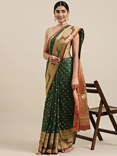 Image of Panzora Women's Banarasi Silk Saree With Unstitched Blouse Piece