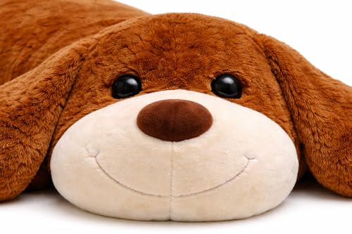 Image of Giant Sleeping Dog Soft Toy - 4 Feet Coffee Color | Super Soft Plush Slipping Dog Teddy for Girls, Kids & Gifting