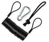 Branded Boards-Railz Steel Coiled Safety Leash, Heavy Duty Wrist Cuff, Carabiner & Paracord loop. Boogie Board, Snowboard, Surf Board, SUP, Ski Scooter, Snowskate, Sled, Dog Pet Lanyard (Basic-1-Pack)