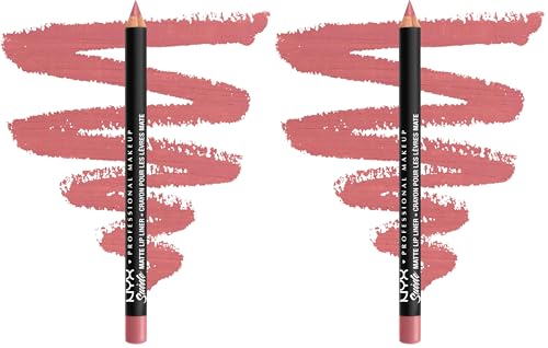 Image of NYX PROFESSIONAL MAKEUP Suede Matte Lip Liner, Velvety-Smooth, Long-Lasting Formula For A Defined Lip Makeup Look - Tea & Cookies (Pink) (Pack of 2)