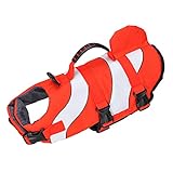 SONGWAY Chaleco salvavidas para perro, traje de baño de protección, rayas reflectantes ajustables, chalecos salvavidas, piscina, playa o barco (pez payaso, M)