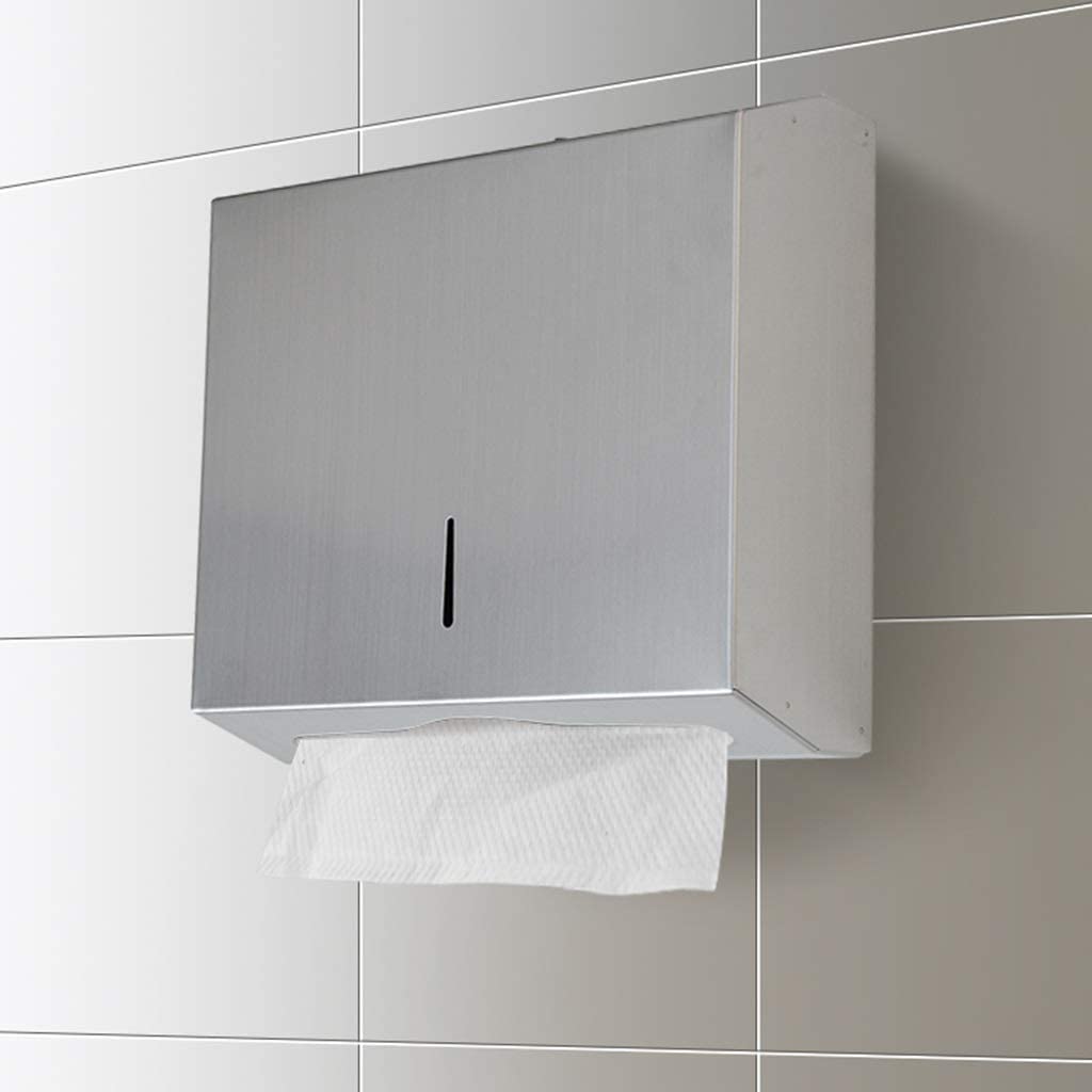 Comodo e pratico Dispenser di asciugamani di carta Dispenser di asciugamani commerciali fissato al muro in acciaio inossidabile per cucina da bagno da ufficio Antiscivolo e durevole
