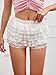 Women Y2K Lace Multi-Layered Bloomers, Lolita Ruffle Shorts, Sexy Short Pumpkin Pants, Elastic Waist Sweet Pettipants (US, Alpha, Small, Regular, Regular, White)