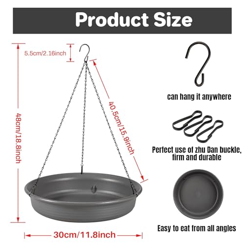Hanging Bird Bath Hanging Bird-Feeder - CARGEN Garden BirdBath Tray Wildlife Feeder Plate Water Bowl or Water Bowl for Outdoors Garden Patio Decoration - Image 3