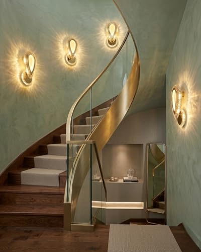 Image of Groeien Pack of 2 | 12w | 3 Color LED Crystal Teardrop Wall Sconce Light for Bedroom Living Room Corridor Lighting Fixtures Wall Mount(Warm+Natural+Coolwhite)(Crystal-Teardrop, 2, Count)