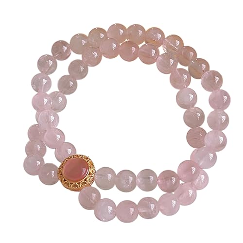 Amulette luxe en quartz rose double couche et gemmes feng shui