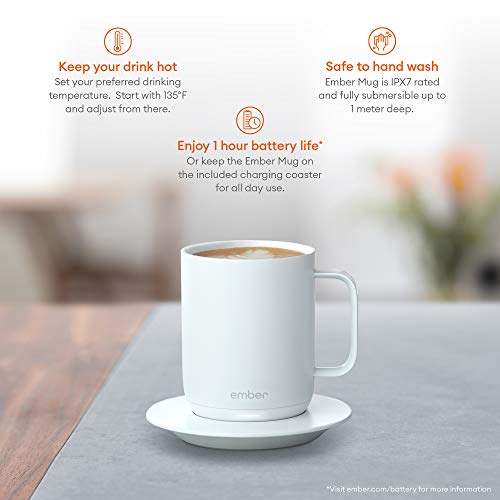 Ember Temperature Control Smart Mug, 10 Ounce, 1-hr Battery Life, White - App Controlled Heated Coffee Mug by Ember - Image 3