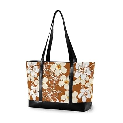 decor gift Waterproof computer bags for women with zipper Brown Hawaii Flower Style for school with tablet