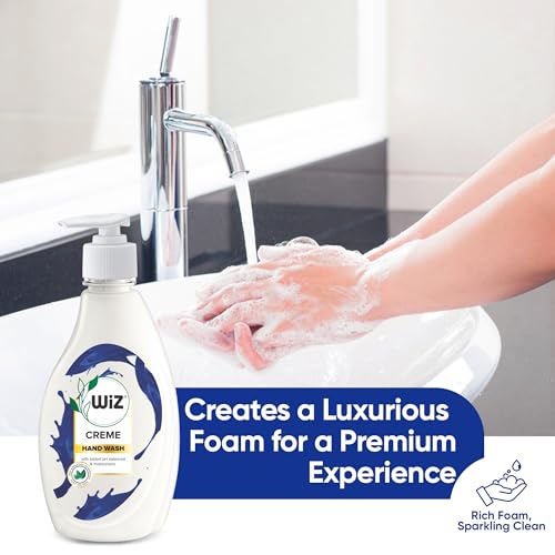 Image of Wiz Creme Handwash Liquid Soap Dispenser Bottle - 450ml (Pack of 4)| Germ Protection | Hand Wash with Added pH-Balanced & Moisturizers for Soft & Gentle Hands | Suitable for all Skin Types