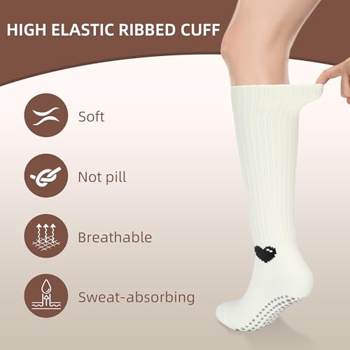 Image of Soxbang 3 /6 Pairs Cute Pilates Socks with Grips,Yoga Socks Barre Sock Non Slip Grip Embroidery for Barre Ballet Workout