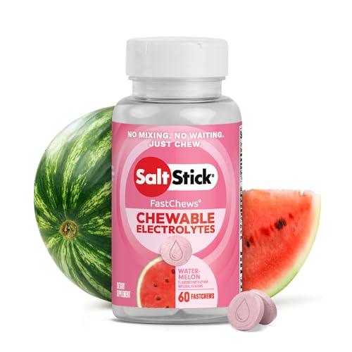 SaltStick Electrolyte FastChews - 60 Count Watermelon Chewable Tablets - Salt Tablets for Running and Hydration, Electrolyte Chews