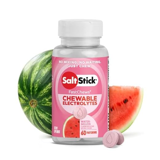 SaltStick FastChews, Electrolyte Tablets for Quick Rehydration, Muscle Cramp Relief, Sports Recovery & Performance, Bottle of 60 FastChews Tablets, Watermelon