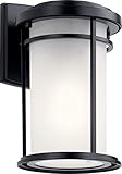 Kichler Toman 10.25" 1 Light Outdoor Wall Light with Satin Etched Glass in Black