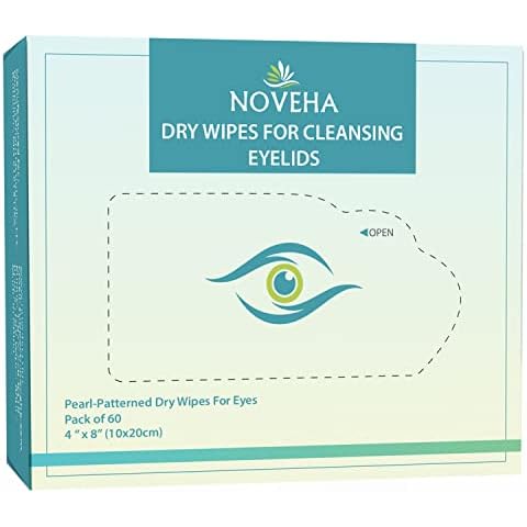 NOVEHA Hypoallergenic Dry Wipes For Eyes | Non-Irritating, Durable, Absorbent, Multi-Layer Soft Dry Wipes for use with Noveha Hypochlorous Acid Spray (Pack of 60) Cover