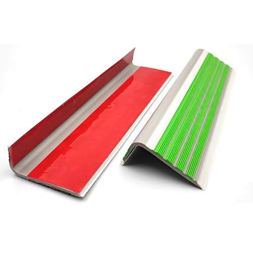 Profilé d'angle de bord de marche en PVC avec bande lumineuse, nez de marche antidérapant autocollant en forme de L pour intérieur et extérieur, 5 × 2,5 × 100 cm(Green)