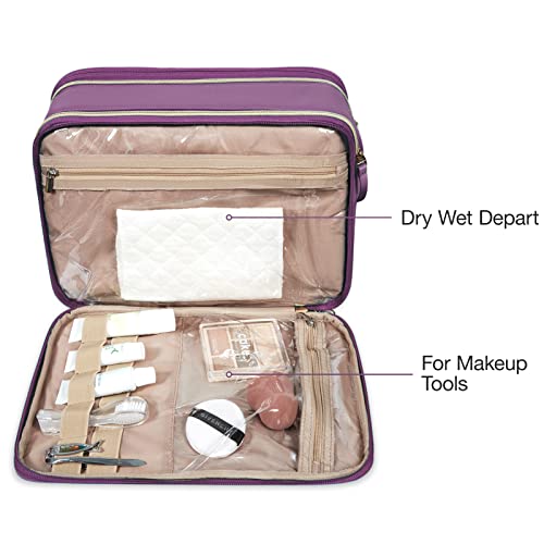 BAGSMART Large Toiletry Bag, Travel Makeup Organizer Water-resistant Makeup Cosmetic Bag Travel Bag for Accessories, Shampoo, Full Sized Container, Toiletries (Purple, Large) - Image 4