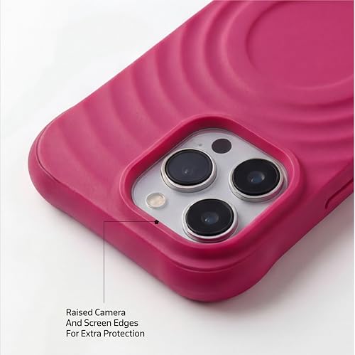 Image of amazon basics Shockproof Case for iPhone 13 Pro | Ripple Pattern | Camera Protection | Protective Cover with Enhanced Grip & Wireless Charging Support - Maroon Red