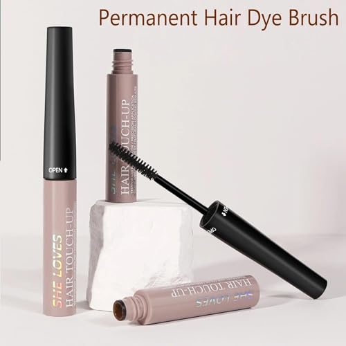 Root Touch Up, Grey Hair Cover Up Beard Dye Hair Mascara Root Cover Up Semi Permanent Hair Dye Temporary Brush On Colour Waterproof Sweatproof Long-Lasting - 3 Type Brushes(Dark Brown) - Image 7