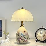 DESIGN ARTISTIQUE: Base en céramique décorée de motifs d'oiseaux et de fleurs peints à la main, disponible en plusieurs coloris élégants