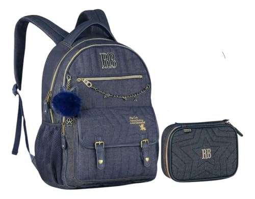 Kit Mochila Rebecca Bombom Jeans E Estojo Box RB 2026 Original Oficial Jens