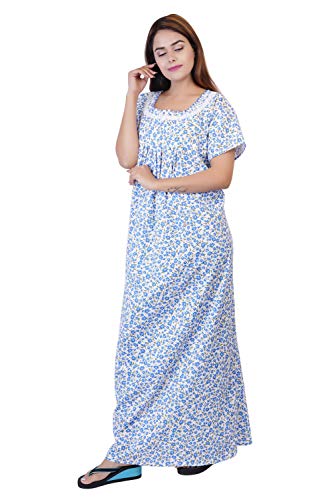 Image of Women's Cotton Block Print Knee Length Nighty