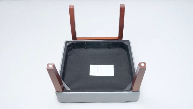 Sillón con estructura de madera azul miniatura 7