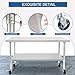 HARDURA Stainless Steel Table with Wheels 24 x 72 Inches Casters NSF Heavy Duty Commercial Work & Prep Table with Undershelf and Galvanized Legs for Restaurant Kitchen Bar and Hotel Garage