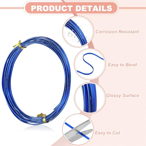 Image of uxcell 18 Gauge Flat Aluminum Wire, 16.40 ft 3mm Wide Aluminum Crafts Wire for Flower Bonsai Crafts Carving DIY Bezel Sculpting Gem Metal Wrap, Dark Blue