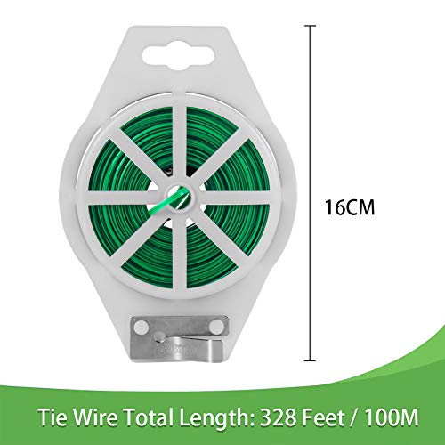 tenn well 100m Green Garden Wire, Flexible Plant Wire Twist Ties with Cutter for Gardening Climbing Plants, Vines, Shrubs and Flowers