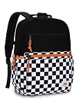 VASCHY Toddler Backpack, Boys Lightweight Color-block Small Kids Backpack Bookbag for Preschool/Kindergarten/Daycare/Travel Black Plaid