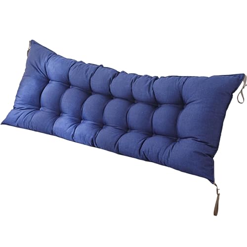 Cojín impermeable para banco de jardín, asiento y respaldo, almohada gruesa para palet, columpio, tumbona, sillón, tamaño: 120 cm, color: azul, perfecto para patio y terraza