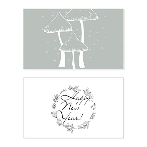 Tarjeta de Año Nuevo con seta gris: un mensaje de bendición y un diseño artístico único
