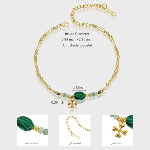 Four Leaf Clover Bracelet for Women | 18K Gold Plated Lucky Charm Bracelet | Adjustable Non Tarnish Gift Jewelry for Her2