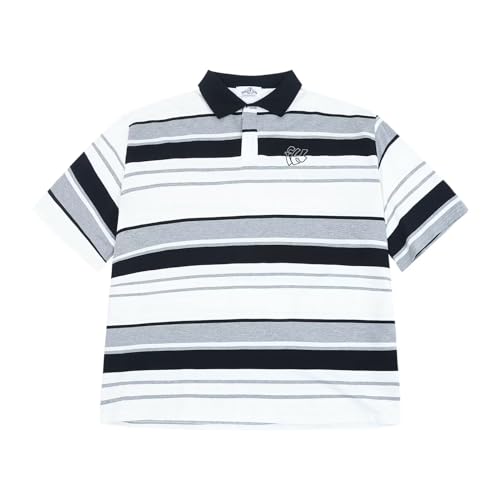 Short Sleeve Striped Baggy Mens Polo Shirts Lapel Summer Oversized Loose Tshirts