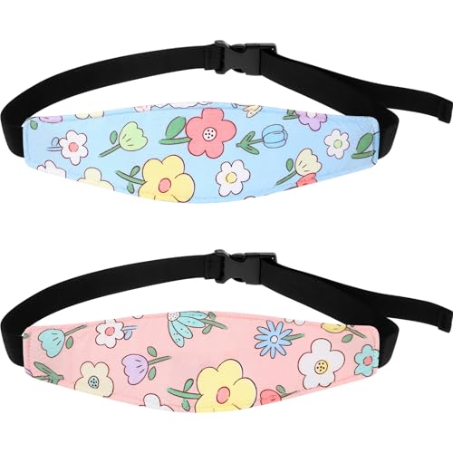HESTYA - Hestya 2 Pieces Baby Car Seat Head Straps, Carseat Head Support for Toddler Holder Band Headrest, Stroller Sleeping Headrest Neck Relief for Kids Children Toddler Infant(Classic Flower)