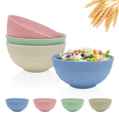 Numkey Set Of 4 Wheat Straw Bowls 60 Oz, Salad Bowls, Unbreakable Large Cereal Bowls, Oversized Lightweight Soup Bowl Dishwasher & Microwave Safe Bpa Free Cereal Bowls For Kitchen (Multicolor) #TOP3