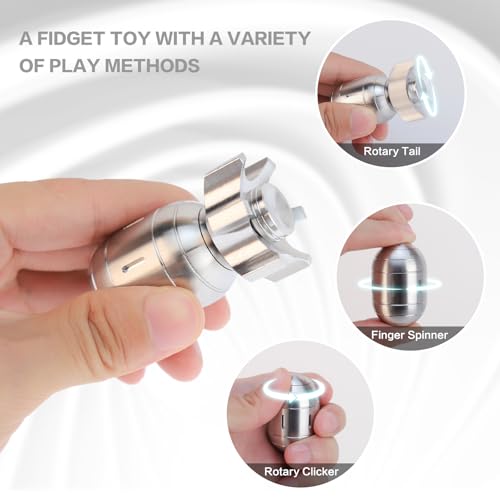 HengLiSam Fidget Toys for Adults, EDC Metal Fidget Desk Spinners, Clicker Haptic Adult Toy for Anxiety ADHD, Cool Office Gadgets Gift for Dad Teens, Fidgets Toy for Men And Kill Time (Stainless Steel) - Image 3