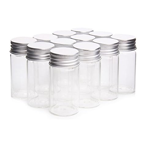 5PCS Mini Small Candy Bottle Glass Bottle Seal Bottle Vials Jars 25ml 30x60mm Cover