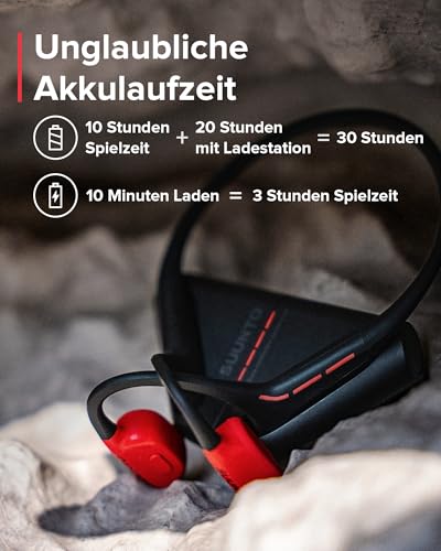 SUUNTO Wing Open-Ear Knochenschall Kopfh&ouml;rer,Bluetooth Kabellos Sport Kopfh&ouml;rer,Kopfbewegungssteuerung, Eingebaute HD Mikrofon,IP67 Verschlei&szlig;fest, Sicherheitsleuchten,bis zu 30 Std Akkulaufzeit