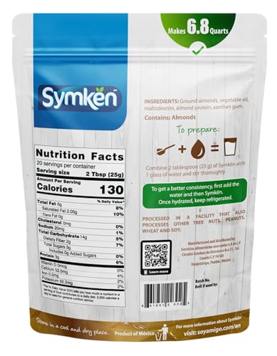 SYMKEN Almond Milk Powder 17.6 Oz (500g) | Pure Almond | No Added Sugar | Vegan | Gluten Free | Lactose Free | Non-GMO | Non-Dairy | Vegan Protein (15%) | Plant-Based Almond Milk - Thumbnail 2